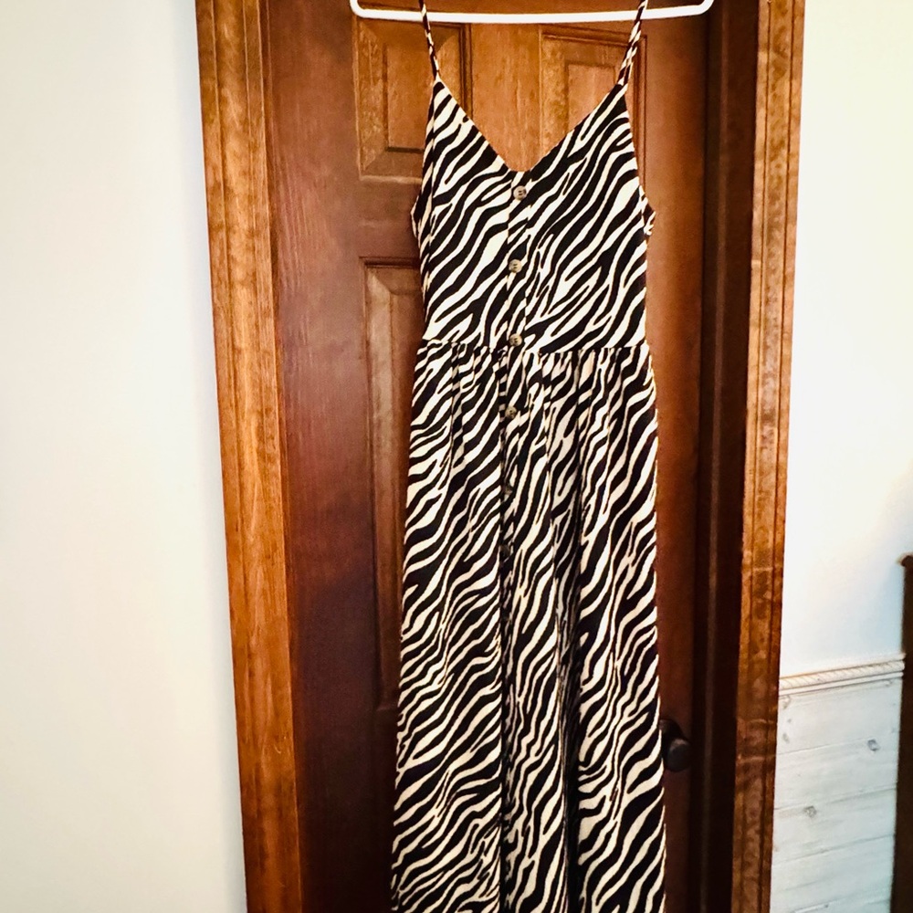 Zebra Print Midi Dress
